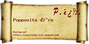 Poppovits Örs névjegykártya